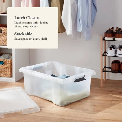 Medium Frosted Latching Storage Box - Brightroom™: Stackable Polypropylene Tote With Lid, 48L Capacity 3 Medium Frosted Latching Storage Box - Brightroom™: Stackable Polypropylene Tote With Lid, 48L Capacity - Image 3