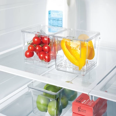 2pk Small Produce Bin Fridge Bin With Lid - Brightroom™: Refrigerator Organizers, Stackable Kitchen Storage 1 2pk Small Produce Bin Fridge Bin With Lid - Brightroom™: Refrigerator Organizers, Stackable Kitchen Storage