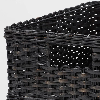 Woven Rattan Folio Bin Black Washed - Brightroom™: Rectangle Decorative Basket, 17''x12''x6'' Air Dry Care 2 Woven Rattan Folio Bin Black Washed - Brightroom™: Rectangle Decorative Basket, 17''x12''x6'' Air Dry Care - Image 2