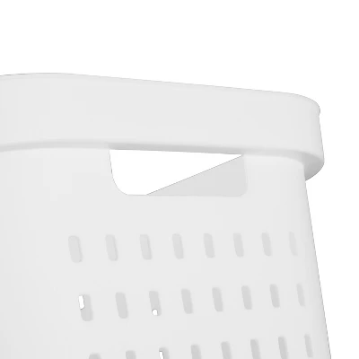 1.5bu Rectangle Modern Laundry Basket - Brightroom™: White Plastic Clothes Basket With Built-In Handles, Medium Size 6 1.5bu Rectangle Modern Laundry Basket - Brightroom™: White Plastic Clothes Basket With Built-In Handles, Medium Size - Image 6