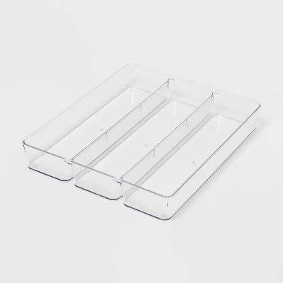 3 Compartment Plastic Drawer Flatware Organizer - Brightroom™: Clear In-Drawer Storage, Contemporary Style, 16"x13" 3 3 Compartment Plastic Drawer Flatware Organizer - Brightroom™: Clear In-Drawer Storage, Contemporary Style, 16"x13" - Image 3
