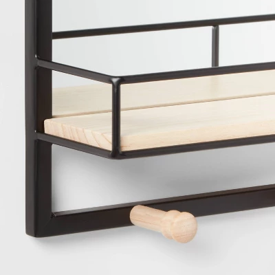 Metal Entryway Organizer With Mirror Large Natural - Brightroom™ 2 Metal Entryway Organizer With Mirror Large Natural - Brightroom™ - Image 2