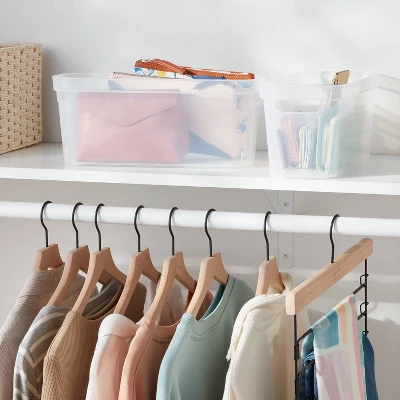 2pk Slim Open Storage Bins Clear - Brightroom™: Stackable Plastic Utility Tubs, 7.1 Volume, Nesting, Spot Clean 1 2pk Slim Open Storage Bins Clear - Brightroom™: Stackable Plastic Utility Tubs, 7.1 Volume, Nesting, Spot Clean