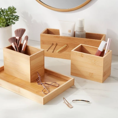 11.25" X 7" X 4.5" Modular Bamboo Vanity Organizer With Magnetic Strip - Brightroom™ 1 11.25" X 7" X 4.5" Modular Bamboo Vanity Organizer With Magnetic Strip - Brightroom™