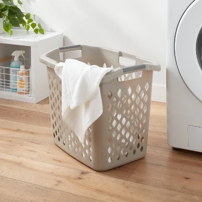 2.1bu Lamper Gray - Brightroom™: Plastic Clothes Hamper With Built-In Handles, Open-Top, 1 Compartment, 19.55 Capacity 1 2.1bu Lamper Gray - Brightroom™: Plastic Clothes Hamper With Built-In Handles, Open-Top, 1 Compartment, 19.55 Capacity