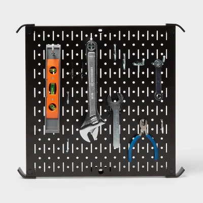 16" Square Metal Pegboard - Brightroom™: Wall & Garage Storage Organizer, Carbon Steel, Black, 100 Lb Capacity 3 16" Square Metal Pegboard - Brightroom™: Wall & Garage Storage Organizer, Carbon Steel, Black, 100 Lb Capacity - Image 3
