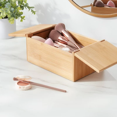 6" X 9" X 4" Rectangular Hinge Lid Bamboo Countertop Organizer - Brightroom™ 1 6" X 9" X 4" Rectangular Hinge Lid Bamboo Countertop Organizer - Brightroom™