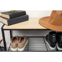 3 Tier Shoe Rack Black Metal With Natural Wood - Brightroom™ 17 3 Tier Shoe Rack Black Metal With Natural Wood - Brightroom™ -Home Comfort Store GUEST 25c02cd7 83d7 43ab b1c5 e81b1f1b8427