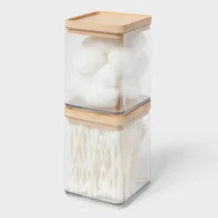 Extra Small Clear Canister With Bamboo Lid 2pk - Brightroom™ 5 Extra Small Clear Canister With Bamboo Lid 2pk - Brightroom™ -Home Comfort Store GUEST 29c43741 9f61 4a61 97ff cdce5bf96f80