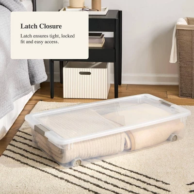 60qt Latching Clear Storage Box With Gray Latches - Brightroom™ 3 60qt Latching Clear Storage Box With Gray Latches - Brightroom™ - Image 3