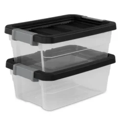 16qt Heavy Duty Latching Clear Storage Box - Brightroom™: Portable Plastic Bin, Universal Storage, Black, Lidded 12 16qt Heavy Duty Latching Clear Storage Box - Brightroom™: Portable Plastic Bin, Universal Storage, Black, Lidded -Home Comfort Store GUEST 30d96dcc cb68 439b 9bd8 2c3b4545597d
