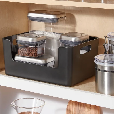 Large Plastic Open Face Pantry Bin Black - Brightroom™: Kitchen Cabinet Organizer, 13"x9.5"x6" Storage Solution 1 Large Plastic Open Face Pantry Bin Black - Brightroom™: Kitchen Cabinet Organizer, 13"x9.5"x6" Storage Solution