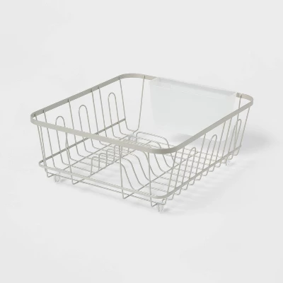 Small Steel Dish Drainer Brushed Nickel - Brightroom™: Freestanding Dish Drying Rack With Utensil Holder 3 Small Steel Dish Drainer Brushed Nickel - Brightroom™: Freestanding Dish Drying Rack With Utensil Holder - Image 3