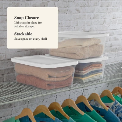 16qt Clear Storage Box With Lid White - Brightroom™ 3 16qt Clear Storage Box With Lid White - Brightroom™ - Image 3