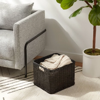 Large Woven Rattan Folio Bin Black Washed - Brightroom™: Rectangle Decorative Basket, 11" H X 14.25" W X 13" D 1 Large Woven Rattan Folio Bin Black Washed - Brightroom™: Rectangle Decorative Basket, 11" H X 14.25" W X 13" D