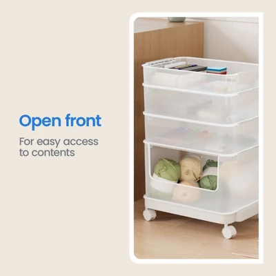 Click In Place 20.7qt Clear Open Front Plastic Storage Bin For Home And Office Organization White Latch - Brightroom™ 6 Click In Place 20.7qt Clear Open Front Plastic Storage Bin For Home And Office Organization White Latch - Brightroom™ - Image 6