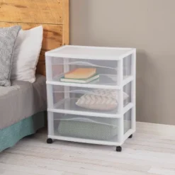 3 Drawer Wide Cart White - Brightroom™: Plastic Storage Drawers, Utility Cart With Casters, Portable Universal Storage 7 3 Drawer Wide Cart White - Brightroom™: Plastic Storage Drawers, Utility Cart With Casters, Portable Universal Storage -Home Comfort Store GUEST 49fb4447 f537 4868 97af a9c616c3db2e