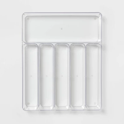 6 Compartment Plastic Drawer Flatware Organizer - Brightroom™: Clear In-Drawer Silverware Tray, Contemporary Style 2 6 Compartment Plastic Drawer Flatware Organizer - Brightroom™: Clear In-Drawer Silverware Tray, Contemporary Style - Image 2