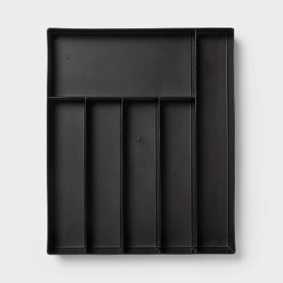 6 Compartment Plastic Drawer Flatware Organizer Black - Brightroom™: Silverware & Utensil Kitchen Drawer Tray 2 6 Compartment Plastic Drawer Flatware Organizer Black - Brightroom™: Silverware & Utensil Kitchen Drawer Tray - Image 2