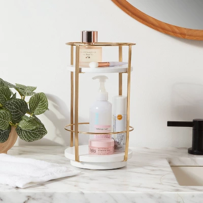 10" X 5.7" Round Metal Countertop Turntable Brass - Brightroom™ 1 10" X 5.7" Round Metal Countertop Turntable Brass - Brightroom™