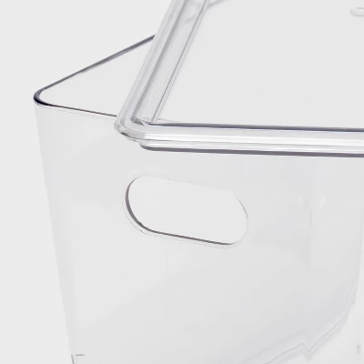5L Stacking Clear Bin With Lid - Brightroom™: PET, Stackable, Universal Storage, Handles, 13.77" X 5.11" 2 5L Stacking Clear Bin With Lid - Brightroom™: PET, Stackable, Universal Storage, Handles, 13.77" X 5.11" - Image 2