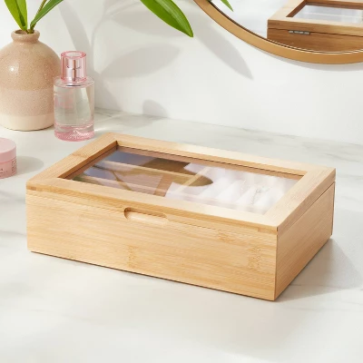 9" X 6" Bamboo Accessory Box With Acrylic Lid - Brightroom™ 1 9" X 6" Bamboo Accessory Box With Acrylic Lid - Brightroom™
