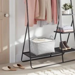 Featured Products 13 Large Woven Rectangular Storage Basket Gray/White - Brightroom™