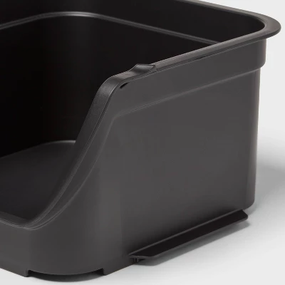 4.6qt Open Front Stackable Storage Bin - Brightroom™: Portable Black Utility, Universal Storage, 5" Height 2 4.6qt Open Front Stackable Storage Bin - Brightroom™: Portable Black Utility, Universal Storage, 5" Height - Image 2