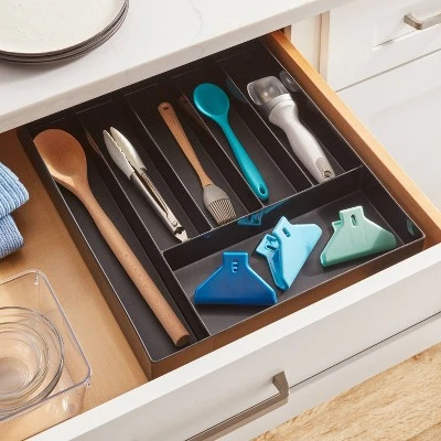6 Compartment Plastic Drawer Flatware Organizer Black - Brightroom™: Silverware & Utensil Kitchen Drawer Tray 1 6 Compartment Plastic Drawer Flatware Organizer Black - Brightroom™: Silverware & Utensil Kitchen Drawer Tray