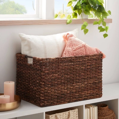 XL Woven Abaca Basket - Brightroom™: Handwoven Storage, Lacquered Finish, Rectangle Floor Crate, 22"x15"x13" 1 XL Woven Abaca Basket - Brightroom™: Handwoven Storage, Lacquered Finish, Rectangle Floor Crate, 22"x15"x13"
