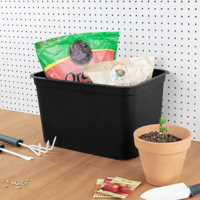 26.2qt Heavy Duty Storage Bin - Brightroom™: Black Plastic, Stackable & Portable, Universal Storage Solution 2 26.2qt Heavy Duty Storage Bin - Brightroom™: Black Plastic, Stackable & Portable, Universal Storage Solution - Image 2