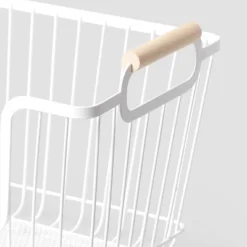 Metal Stackable Wire Pantry Basket With Rubber Wood Handle White - Brightroom™: Kitchen Storage Organizer, 9"x13.5" 5 Metal Stackable Wire Pantry Basket With Rubber Wood Handle White - Brightroom™: Kitchen Storage Organizer, 9"x13.5" -Home Comfort Store GUEST 762ca60e 2f07 461f b615 3926ab6e8ad6