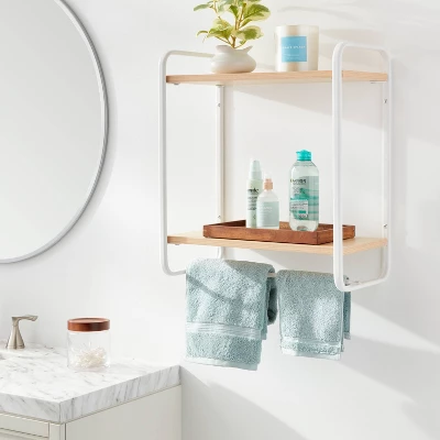 Wood Wall Shelf White Metal - Brightroom™ 1 Wood Wall Shelf White Metal - Brightroom™