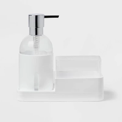 Plastic Soap Pump With Silicone Holder With Caddy & Tray White - Brightroom™: Kitchen Soap Caddy Dispenser 4 Plastic Soap Pump With Silicone Holder With Caddy & Tray White - Brightroom™: Kitchen Soap Caddy Dispenser - Image 4