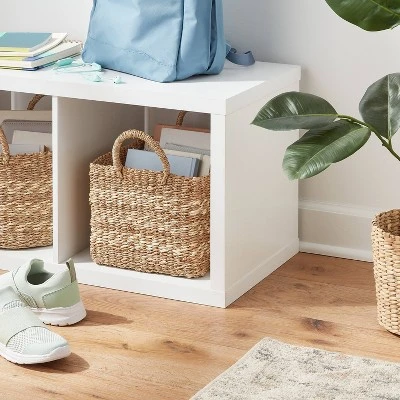 Woven Rectangular Seagrass And Palm Leaf Striped Basket - Brightroom™ 1 Woven Rectangular Seagrass And Palm Leaf Striped Basket - Brightroom™