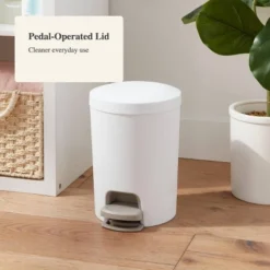 1.6gal Round Step Trash Can - Brightroom™: Compact Pedal-Operated Lid, Small Bathroom Bin, Textured White Finish 12 1.6gal Round Step Trash Can - Brightroom™: Compact Pedal-Operated Lid, Small Bathroom Bin, Textured White Finish -Home Comfort Store GUEST 850a833e 1d8d 464a 91d2 fa4392e66116