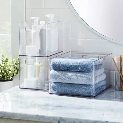 Bathroom Organizer Bin With Handles Clear - Brightroom™ 1 Bathroom Organizer Bin With Handles Clear - Brightroom™