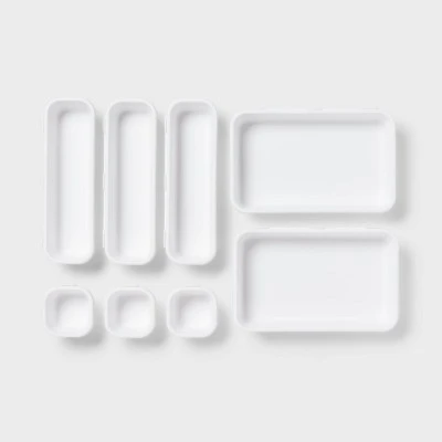8pc Plastic Drawer Organizer Set White - Brightroom™: Modern In-Drawer Flatware Storage, Multiple Compartments, Dishwasher-Safe 3 8pc Plastic Drawer Organizer Set White - Brightroom™: Modern In-Drawer Flatware Storage, Multiple Compartments, Dishwasher-Safe - Image 3