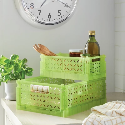 Foldable Crate Small Green - Brightroom™ 1 Foldable Crate Small Green - Brightroom™