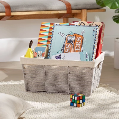 17" X 12" X 8" Large Woven Twisted Paper Rope Tapered Basket Gray - Brightroom™ 1 17" X 12" X 8" Large Woven Twisted Paper Rope Tapered Basket Gray - Brightroom™