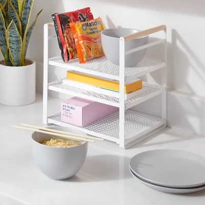 Metal 3-Tier Adjustable Shelf Box Organizer White - Brightroom™: Kitchen Storage & Pantry Organizer, Iron Shelf Riser 1 Metal 3-Tier Adjustable Shelf Box Organizer White - Brightroom™: Kitchen Storage & Pantry Organizer, Iron Shelf Riser