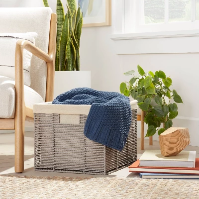 14.75" X 13" X 11" Large Lined Woven Milk Crate Gray - Brightroom™: Decorative Storage Basket, Rectangle, Traditional Style 1 14.75" X 13" X 11" Large Lined Woven Milk Crate Gray - Brightroom™: Decorative Storage Basket, Rectangle, Traditional Style