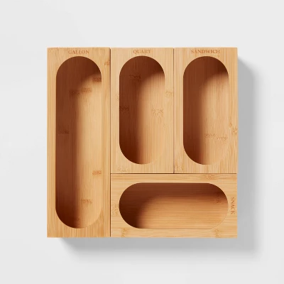 Natural Plastic Food Storage Bag Organizer Yellow - Brightroom™: Freestanding Bag Holder, Kitchen Dispenser, 12.75"x12.75" 2 Natural Plastic Food Storage Bag Organizer Yellow - Brightroom™: Freestanding Bag Holder, Kitchen Dispenser, 12.75"x12.75" - Image 2