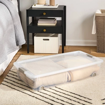 60qt Latching Clear Storage Box With Gray Latches - Brightroom™ 1 60qt Latching Clear Storage Box With Gray Latches - Brightroom™