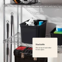 26.2qt Heavy Duty Storage Bin - Brightroom™: Black Plastic, Stackable & Portable, Universal Storage Solution 9 26.2qt Heavy Duty Storage Bin - Brightroom™: Black Plastic, Stackable & Portable, Universal Storage Solution -Home Comfort Store GUEST a8ee8675 23e8 46ff 8b08 25af49e86b6d