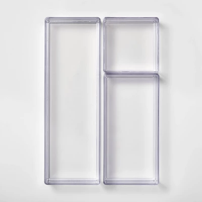 3 Bathroom Plastic Tray Beauty Organizer Set Clear - Brightroom™ 2 3 Bathroom Plastic Tray Beauty Organizer Set Clear - Brightroom™ - Image 2