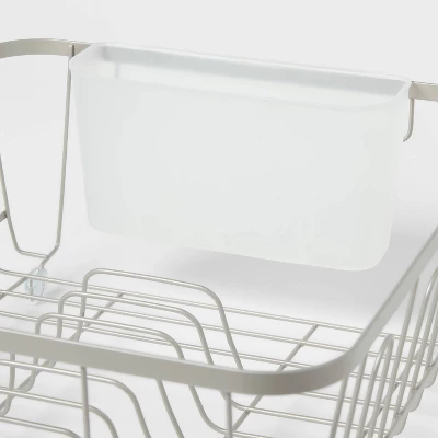 Small Steel Dish Drainer Brushed Nickel - Brightroom™: Freestanding Dish Drying Rack With Utensil Holder 2 Small Steel Dish Drainer Brushed Nickel - Brightroom™: Freestanding Dish Drying Rack With Utensil Holder - Image 2