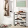 5 Tier Shoe Rack Black Metal With Natural Wood - Brightroom™