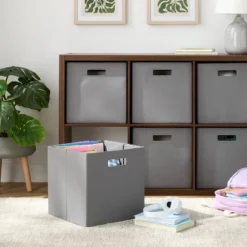 13" Fabric Bin 6pk Gray - Brightroom™