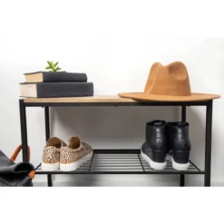 3 Tier Shoe Rack Black Metal With Natural Wood - Brightroom™ 16 3 Tier Shoe Rack Black Metal With Natural Wood - Brightroom™ -Home Comfort Store GUEST c78940d7 09ac 4528 9c99 1acfbc7d38b2
